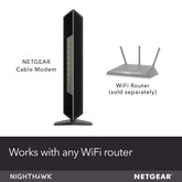 Nighthawk Cable Modem CM1200 - Compatible with All Cable Providers Including Xfinity by Comcast, Spectrum, Cox | for Cable Plans Up to 2 Gigabits | 4 x 1G Ethernet Ports | DOCSIS 3.1, Black